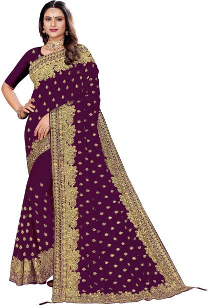 Self Design, Embroidered, Woven Bollywood Pure Silk Saree Price in India
