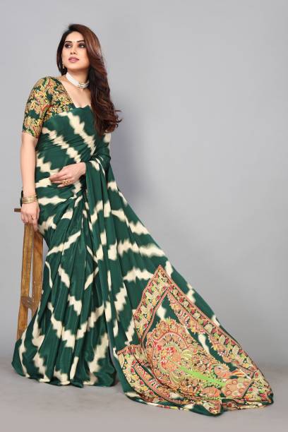 Digital Print, Printed Bollywood Silk Blend, Crepe Saree Price in India