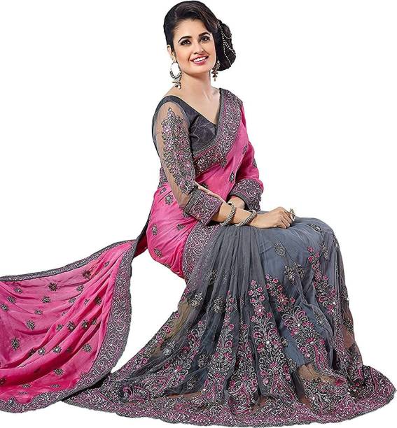 Embellished, Embroidered Bollywood Art Silk, Silk Blend Saree Price in India