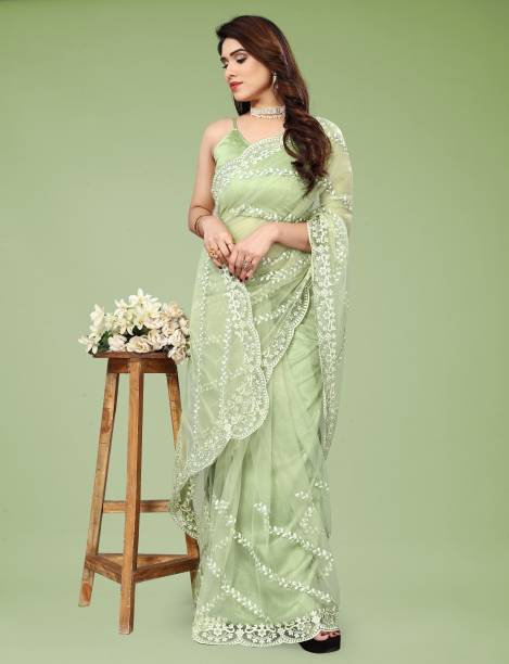 Solid/Plain Bollywood Net Saree Price in India