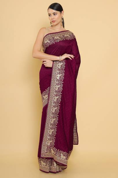 Embellished Bollywood Tussar Silk Saree Price in India