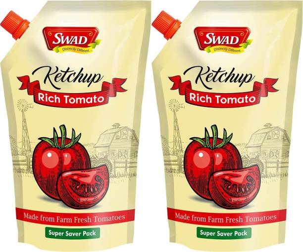 SWAD Tomato Ketchup | Made from Farm Fresh Tomatoes | Pack of 2 - 1kg Each Sauces & Ketchup
