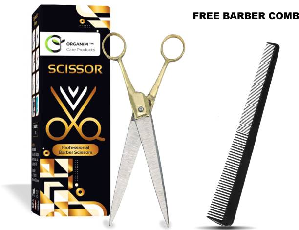 Organim care products Brass Barber Hair Cutting Scissors ,Fish Cutting , Art Cutting ,Office Use(7 Inch) Scissors