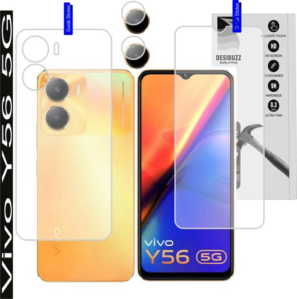 DESIBUZZ Front and Back Tempered Glass for Vivo Y56 5G, {Flexible}, Camera Lens