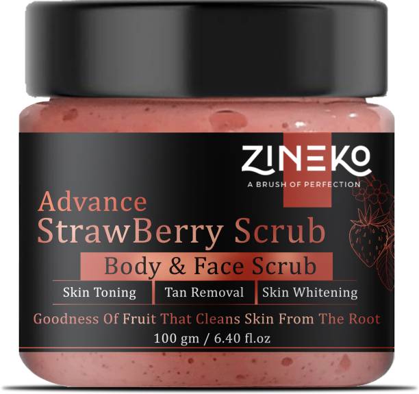 zineko Strawberry Scrub For Smooth & Brighter Skin Scrub For Deep Cleansing  Scrub