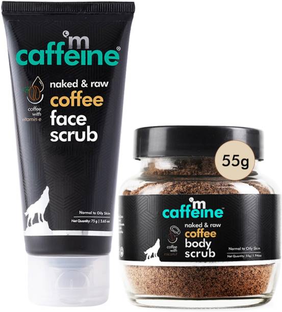 mCaffeine Coffee Body & Face Scrub Combo - Removes Tan, Blackheads, Whiteheads & Dead Skin Scrub