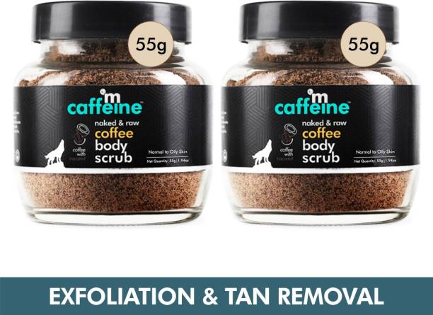 mCaffeine Coffee Body Scrub for Exfoliation, Tan Removal & Soft-Smooth Skin - Pack of 2 Scrub