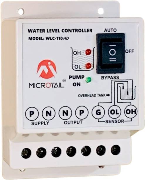 MICROTAIL Fully Automatic Water Level Controller 20 Ampere Capacity with 3 Sensors Wired Sensor Security System