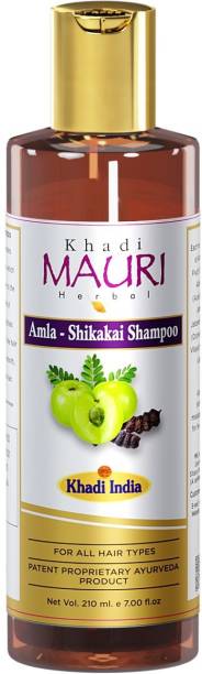 Khadi Mauri Herbal Amla Shikakai Shampoo - Strengthens Roots & Hair Follicles, Repairs Damage & Fights Hairfall - Enriched with Natural Ingredients - 210 ML