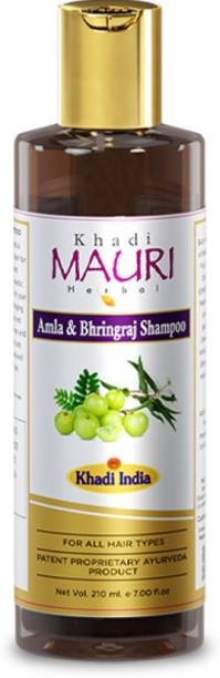 KHADI Mauri Herbal Amla & Bhringraj Herbal Shampoo - Hair Growth & Root Strengthening - 210 ml