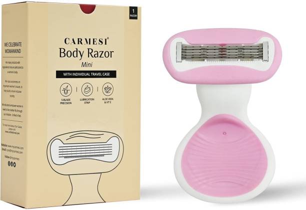 carmesi Body Razor for Women's Hair Removal | Lubricating Strip with Aloe Vera & Vit E| With Travel Case