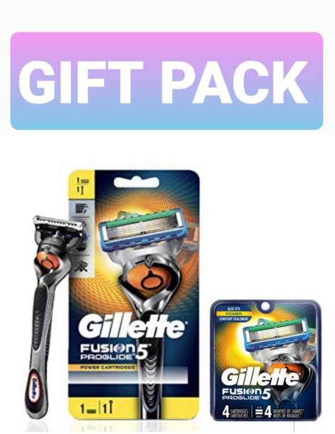Gillette Proglide Fusion Razor (1pc) with Pack of 4 (Ca...