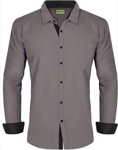 Kedar Fab Men Printed Formal Grey Shirt
