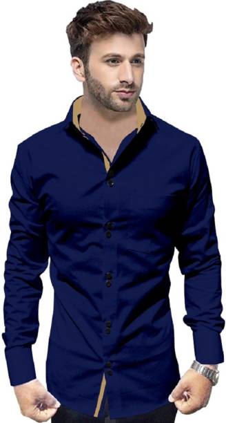 Pepzo Men Solid Casual Blue Shirt