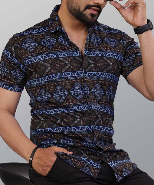 Men Regular Fit Printed Spread Collar Casual Shirt Price in India