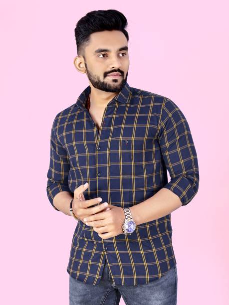 Men Regular Fit Printed Mandarin Collar Casual Shirt Price in India