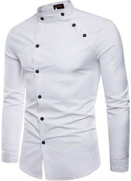 Qlonz store Men Solid Casual White Shirt