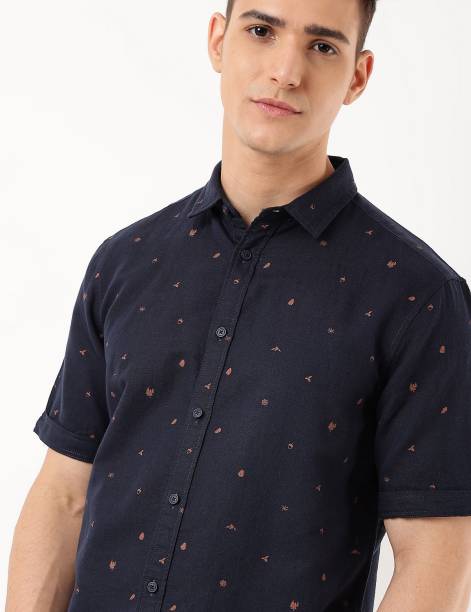Men Regular Fit Printed Spread Collar Casual Shirt Price in India