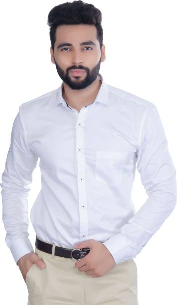 5TH ANFOLD Men Solid Formal White Shirt