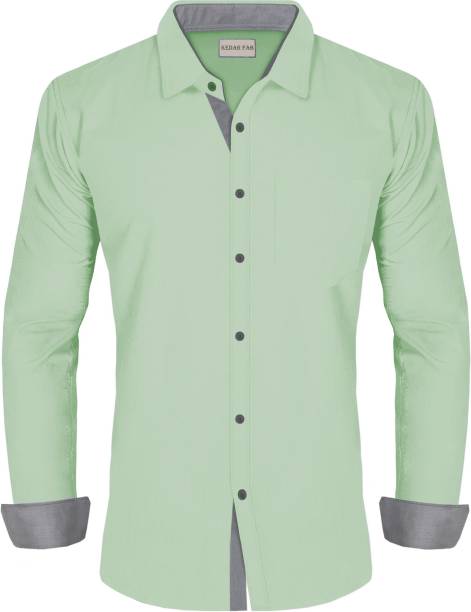 Kedar Fab Men Printed Formal Green Shirt