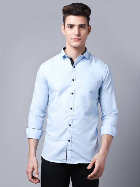 Men Slim Fit Solid Spread Collar Casual Shirt Price in India
