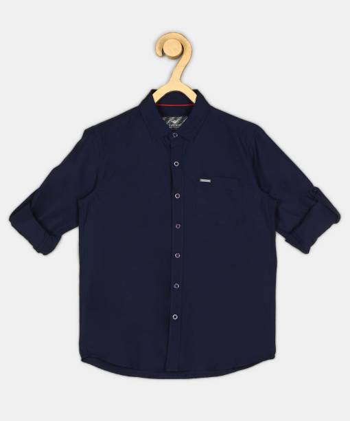 METRONAUT by Flipkart Boys Solid Casual Dark Blue Shirt