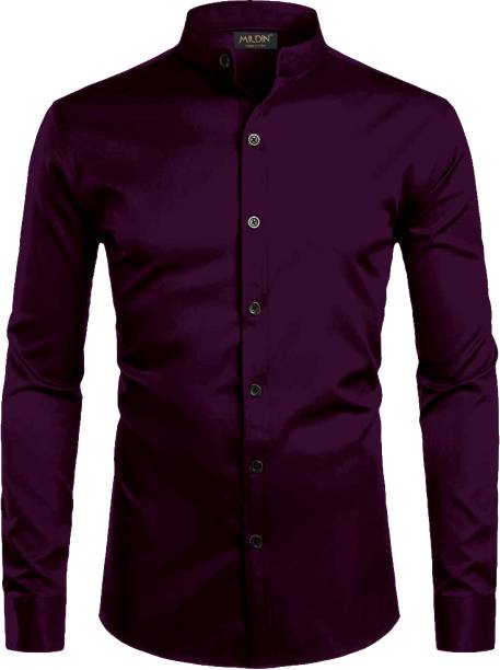 MILDIN Men Solid Formal Purple Shirt