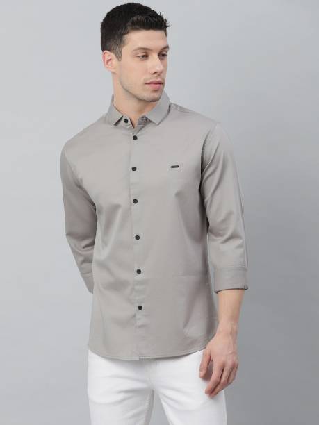 Dennis Lingo Men Solid Formal Grey Shirt