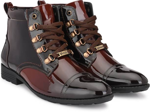 Vellinto Royal Look Party Wear Shoes For Men ll Casual Shoes For Men ll Latest Patent Leather Boots for Men Boots For Men