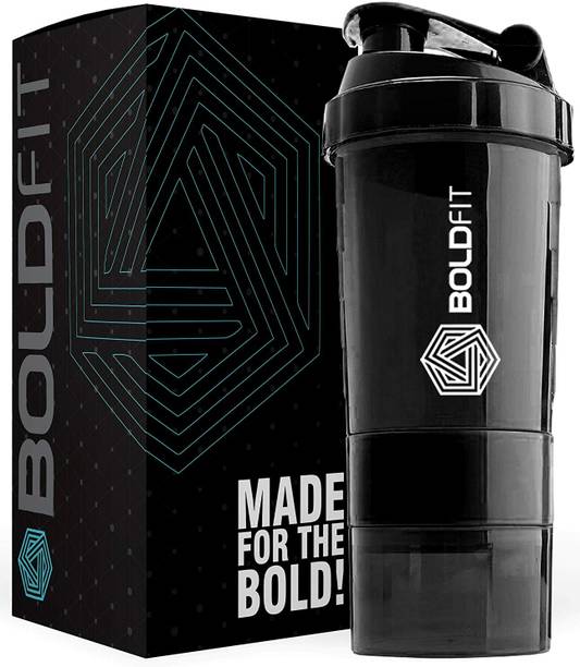 BOLDFIT Spider gym shaker bottle shakers for protein shake with 2 Storage Compartment 500 ml Shaker