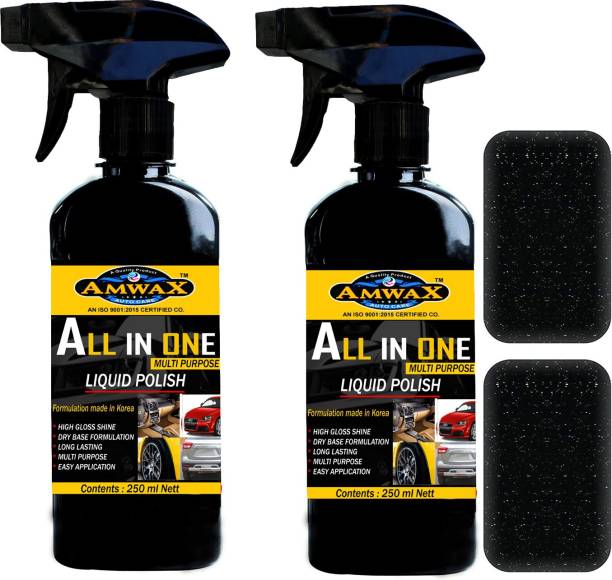 amwax Liquid Car Polish for Bumper, Chrome Accent, Exterior, Dashboard, Leather, Headlight, Tyres, Metal Parts