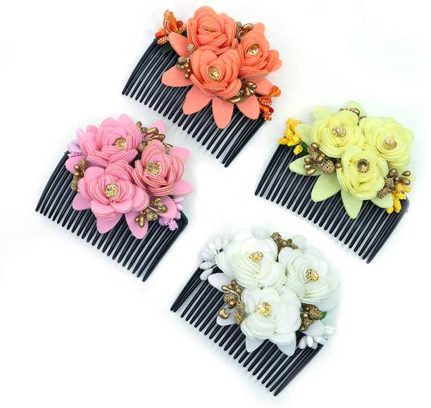 Myra Collection Flower Design Jooda Hairpin Comb (Pack of 4) Hair Clip