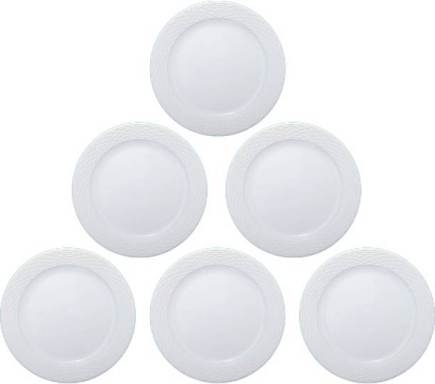 JORDY Plastic Unbreakable Round Microwave Safe Full Dinner Plates , Set of 6 Plates Quarter Plate