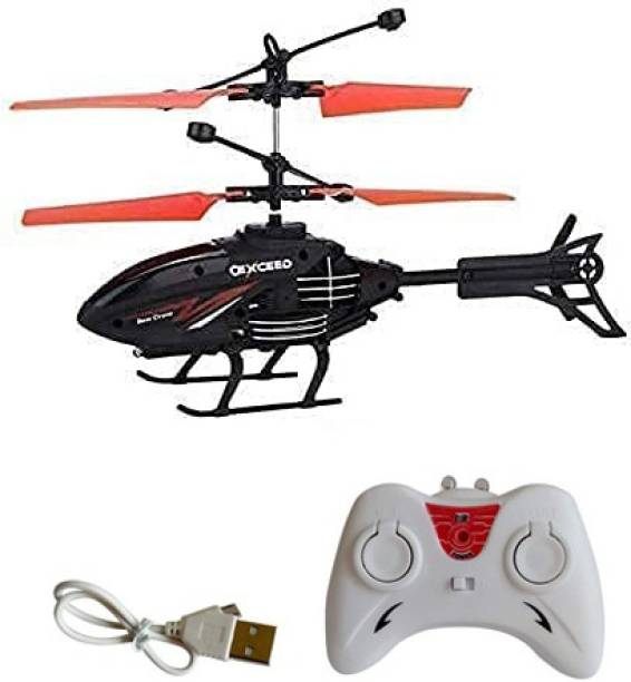 Miss & Chief RC Induction Type 2-in-1 Flying Indoor Helicopter with Remote for Kids (Black)