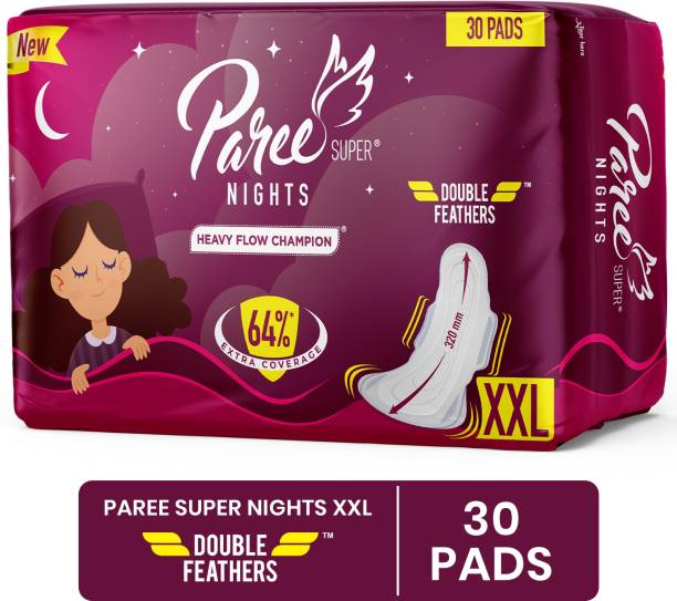 Paree Super Nights Soft & Rash Free Double Feather XXL Pad, For Leakage Protection Sanitary Pad