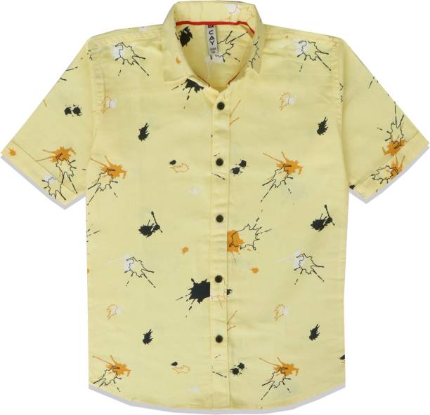 Cay Boys Printed Casual Yellow Shirt