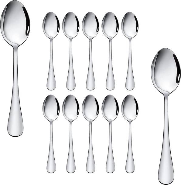 Midox 16.5 cm Premium Stainless Steel Table Spoon, Cutlery Spoon, Dessert Spoon Stainless Steel Table Spoon, Dessert Spoon, Ice-cream Spoon, Coffee Spoon Set