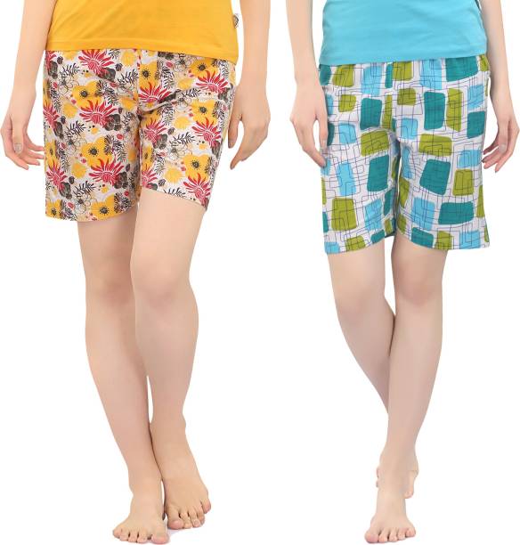 zebu Printed Women Multicolor Regular Shorts