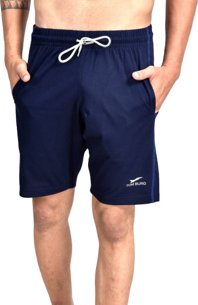 Tom Burg Solid Men Dark Blue Basic Shorts