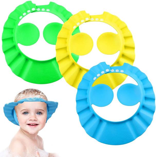 TruVeli Soft Baby Shower Cap Bathing Cap Adjustable Visor Hat for Children (Pack of 3Pc)