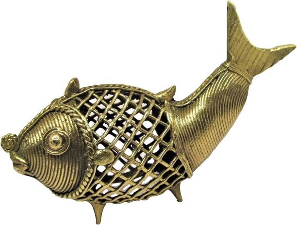 PCSINFOMEDIA Handcrafted Dhokra Metal Collectible Showpiece Figurine of Small Fish for Home Decorative Showpiece  -  11 cm