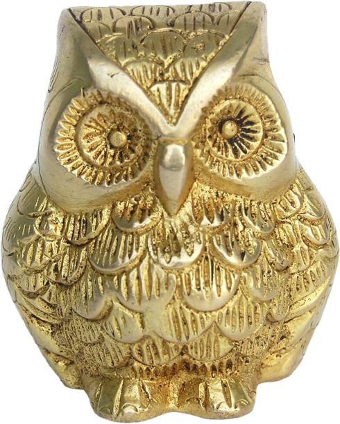 PCSINFOMEDIA Brass Animal Figure of Owl For Home And Office Decor Decorative Showpiece  -  7 cm