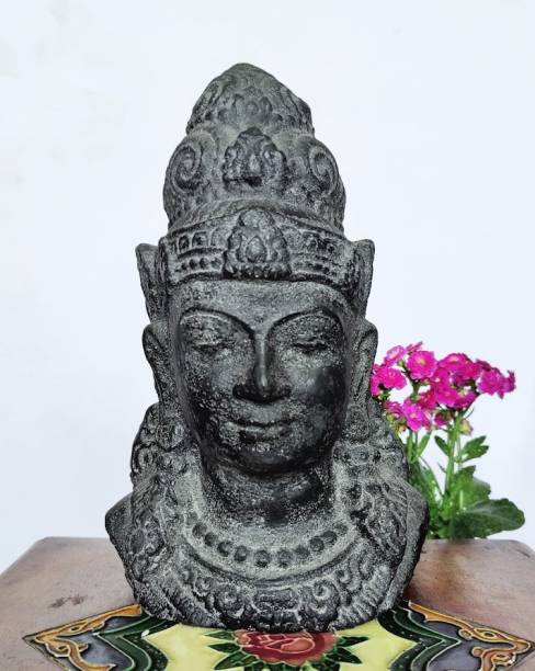 TAMARA ARTEFACTS Home Decor: Table - Garden Statue. Solid Stone Bust Sculpture of Lord Shiva. Decorative Showpiece  -  25 cm
