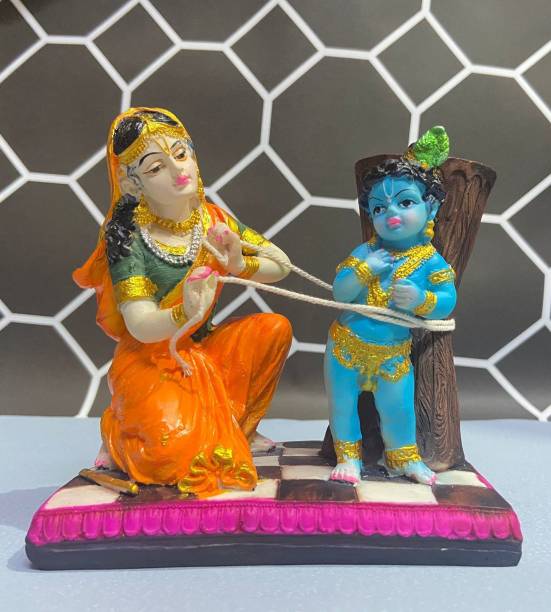 statuebuddies Baal Krishna with Yasomati Maa Statue Decorative Showpiece  -  13 cm