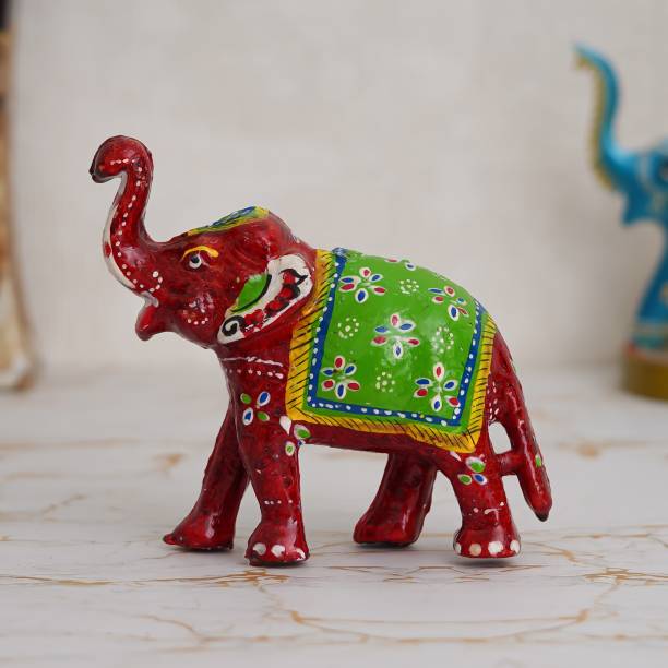 eCraftIndia Decorative Elephant Showpiece Animal Figurines- Multicolor Decorative Showpiece  -  6 cm