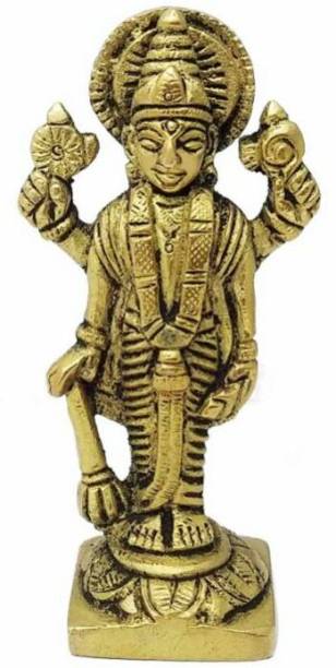 krishnagallery1 Brass Standing Vishnu Bhagwan Murti Statue Pure Brass Panchdhatu, Vishnu Murti (Home Temple poojan Use, Office Temple Poojan Use) Decorative Showpiece  -  12 cm
