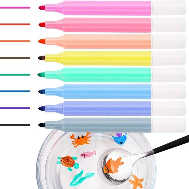 Bunic Set of 8 Colors Magical Water Painting Markers Broad Tip Nib Nib Sketch Pen