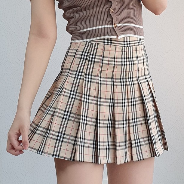 womens knee length plaid skirt