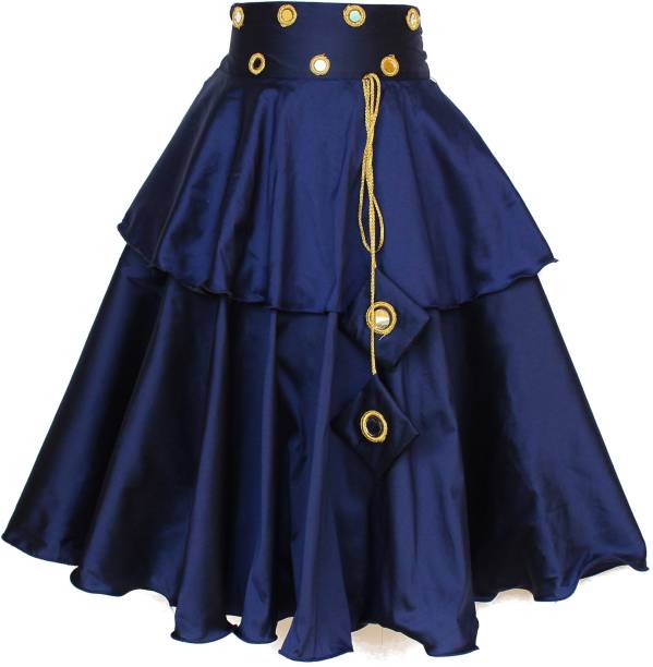 MVD Fashion Self Design Girls Wrap Around Dark Blue Skirt