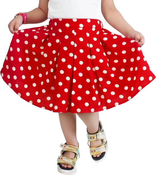 Rcube Polka Print Girls Pleated Red Skirt